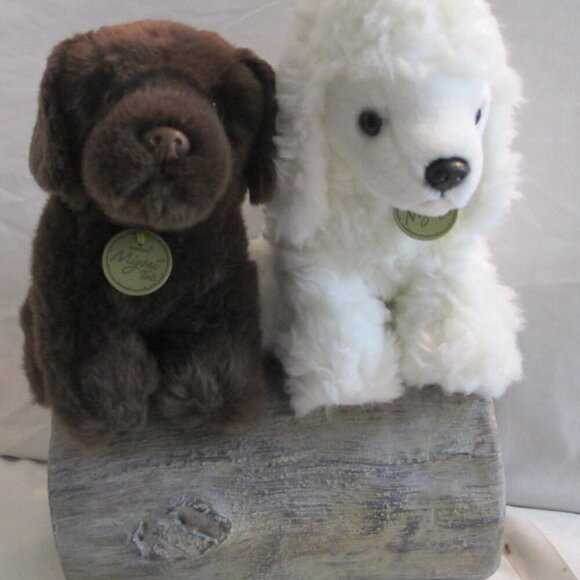 Aurora Miyoni Tots Lab Puppies 8" Plush Brown & White Labrad Puppies - Picture 1 of 13